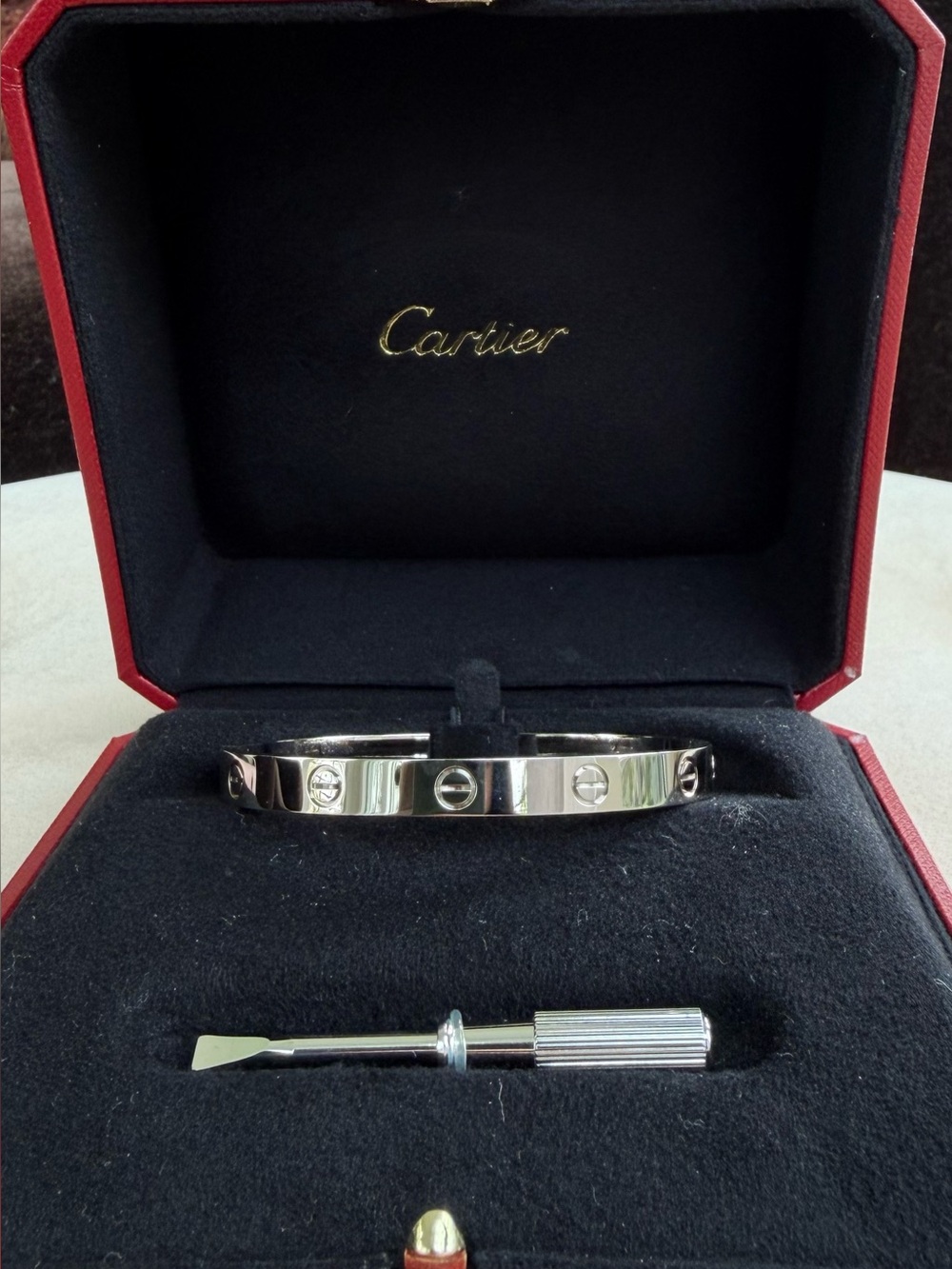NEW Cartier Love Bracelet White Gold — Size 17